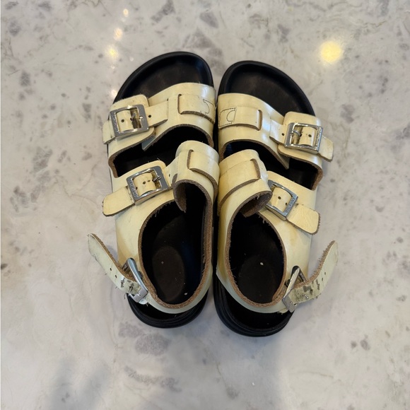 Women’s Birkenstocks Cream and Black Sandals - Picture 1 of 2